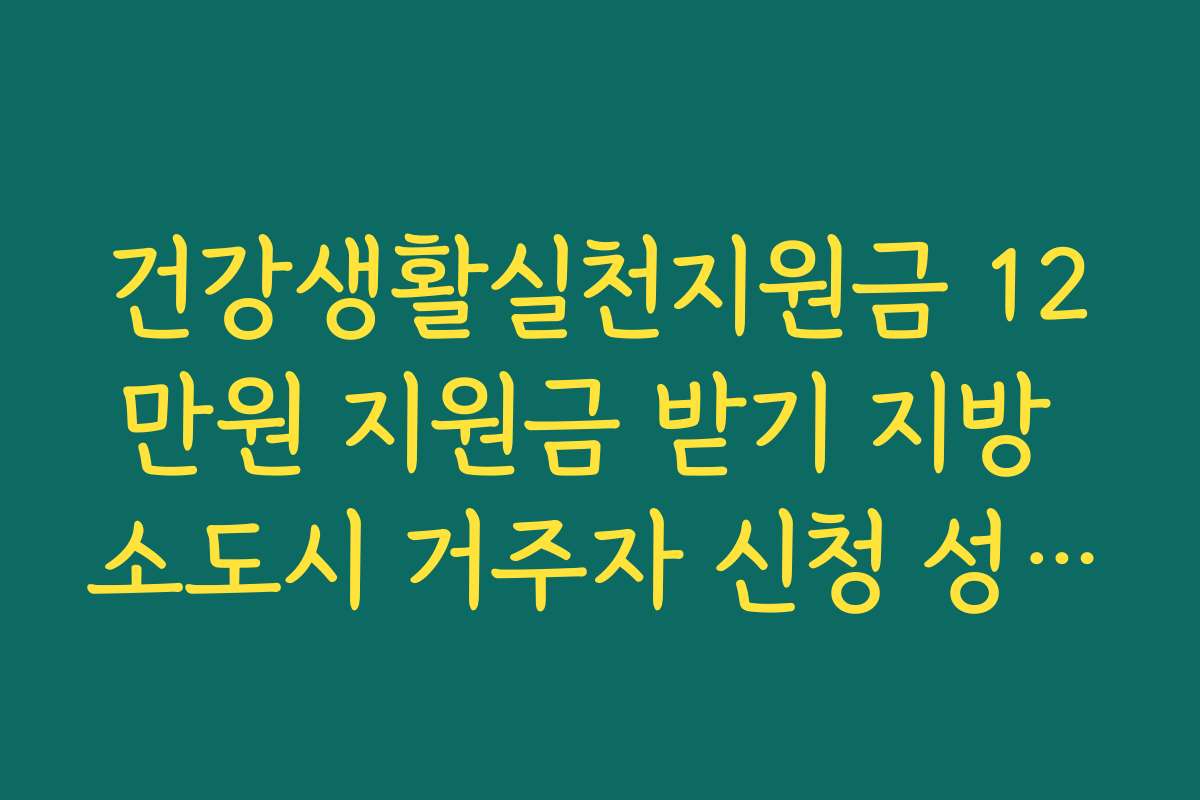 건강생활실천지원금 12만원 지원금 받기 지방 소도시 거주자 신청 성공률