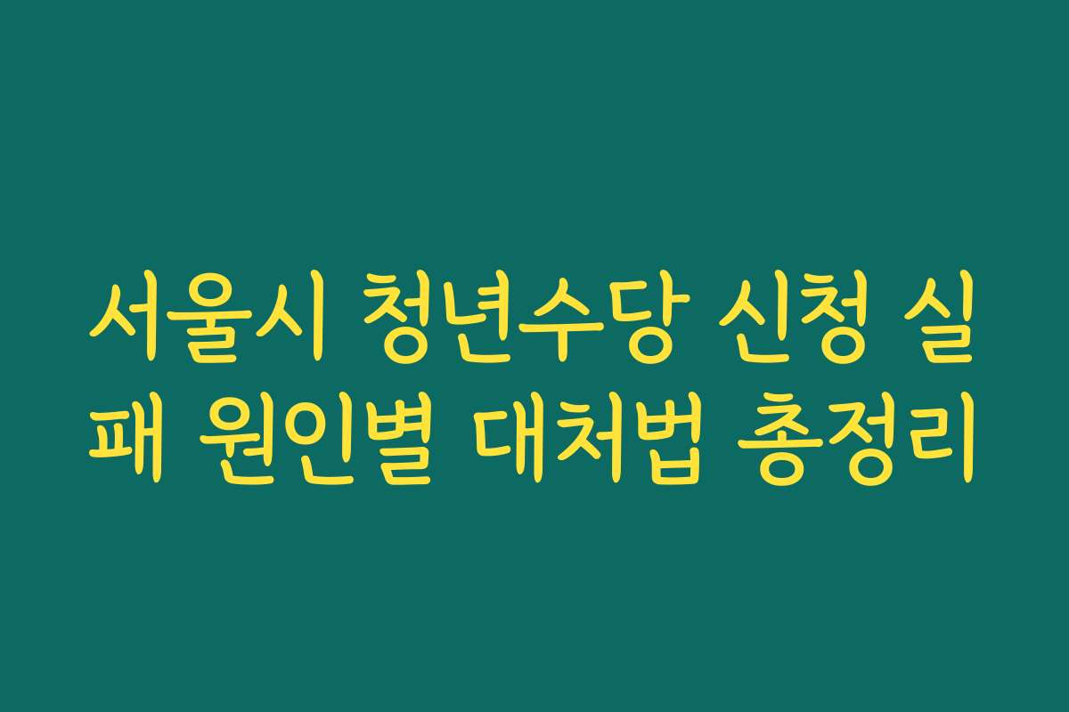 서울시 청년수당 신청 실패 원인별 대처법 총정리