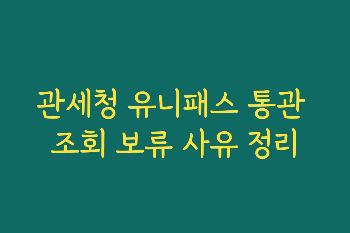 관세청 유니패스 통관 조회 보류 사유 정리