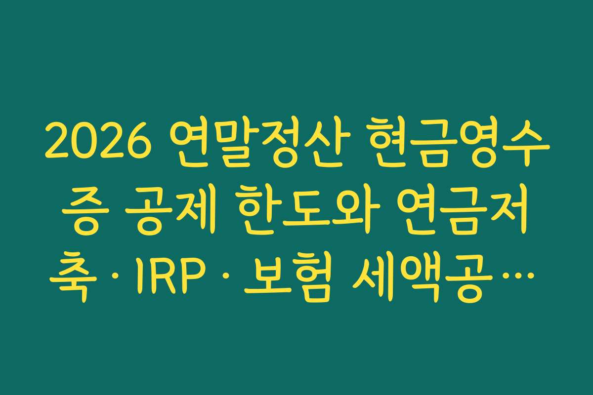 2026 연말정산 현금영수증 공제 한도와 연금저축·IRP·보험 세액공제를 함께 고려하는 큰 그림