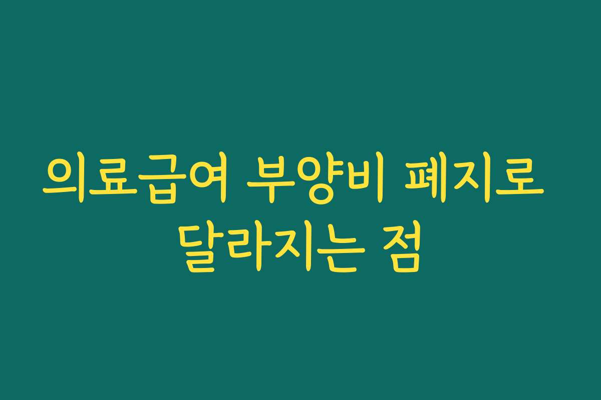 의료급여 부양비 폐지로 달라지는 점