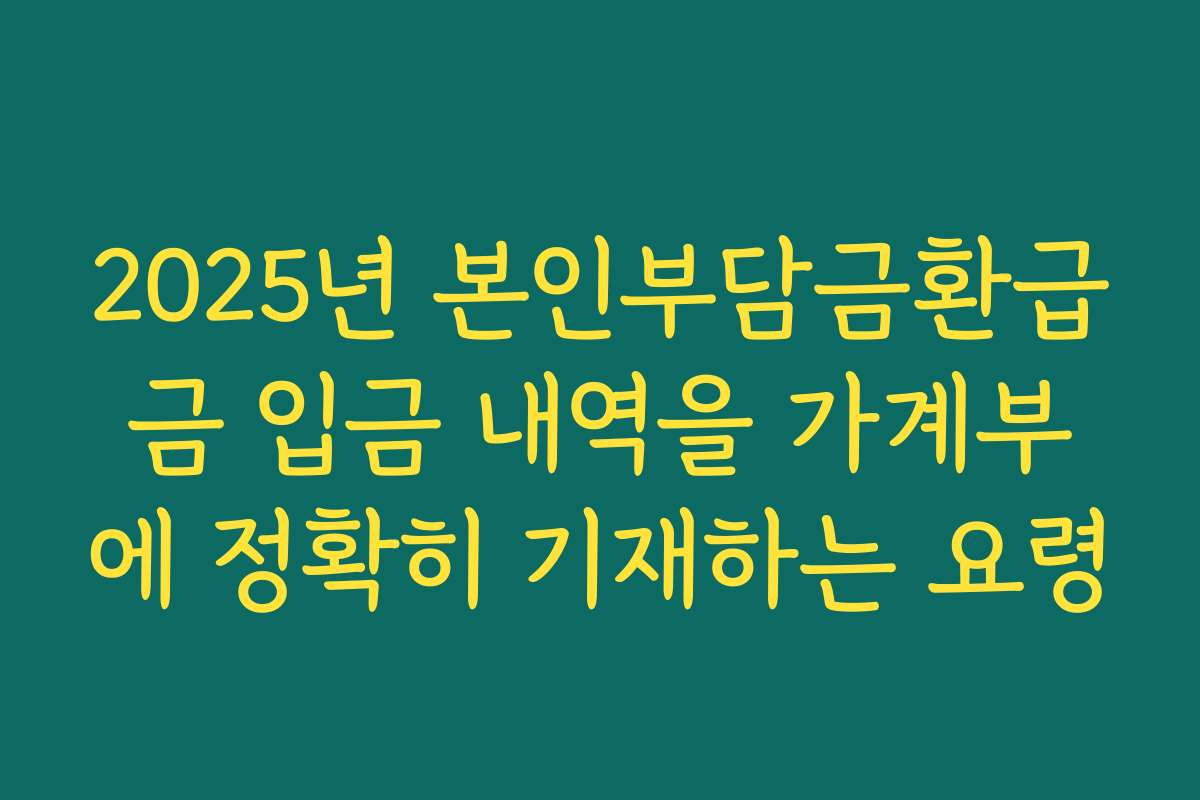 2025년 본인부담금환급금 입금 내역을 가계부에 정확히 기재하는 요령