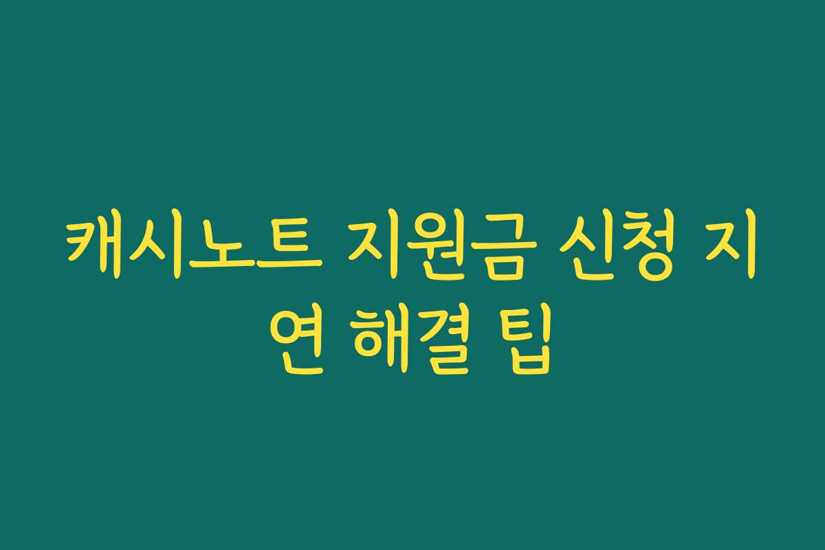 캐시노트 지원금 신청 지연 해결 팁