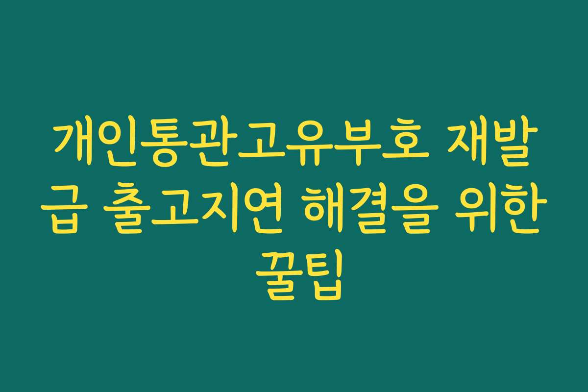 개인통관고유부호 재발급 출고지연 해결을 위한 꿀팁