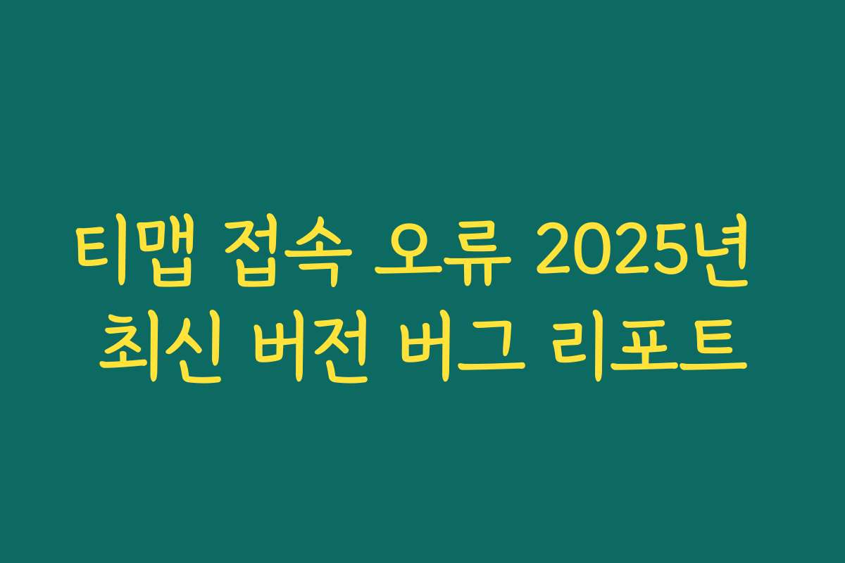 티맵 접속 오류 2025년 최신 버전 버그 리포트