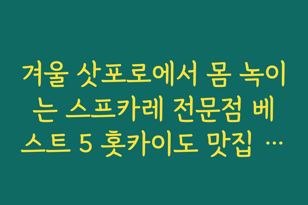 겨울 삿포로에서 몸 녹이는 스프카레 전문점 베스트 5 홋카이도 맛집 추천