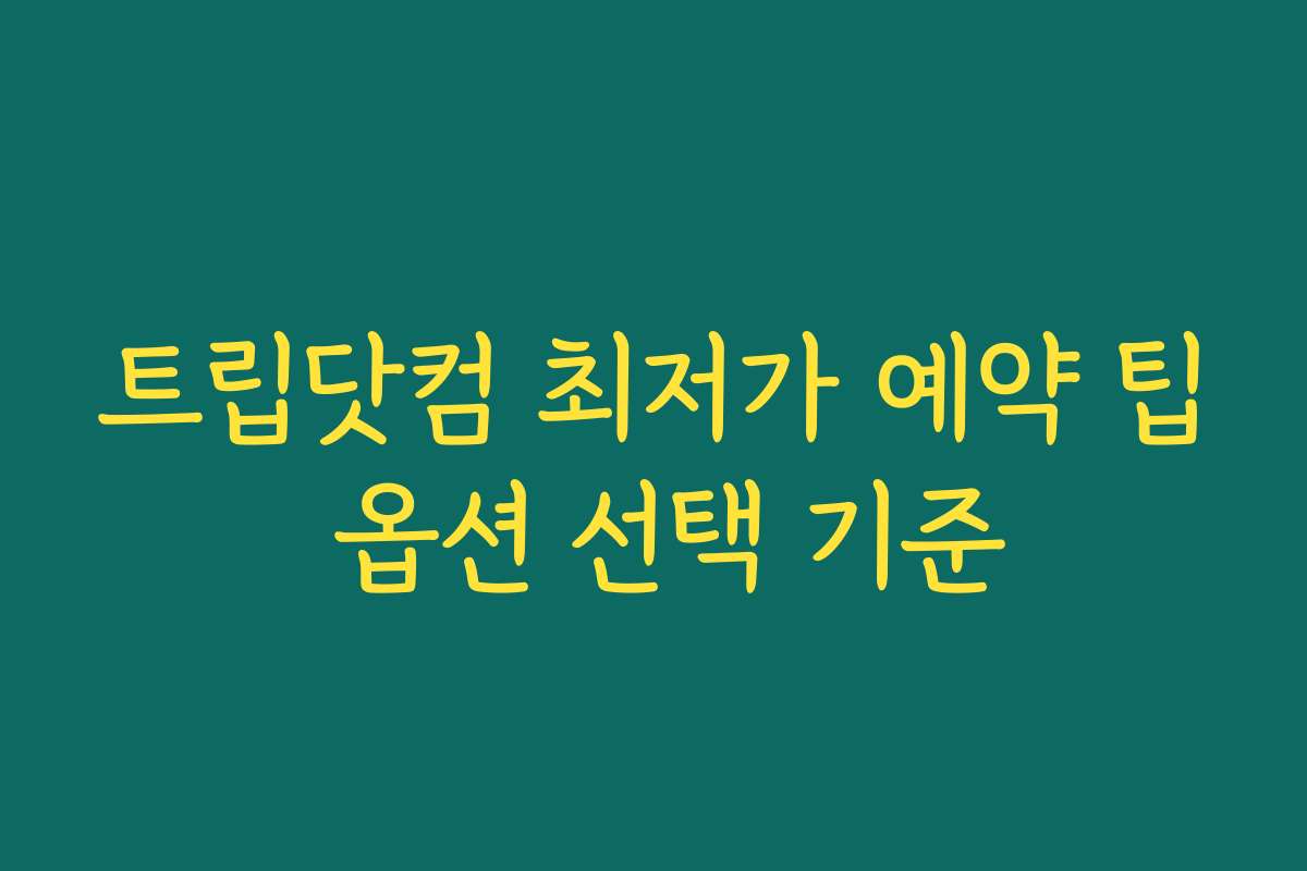 트립닷컴 최저가 예약 팁 옵션 선택 기준