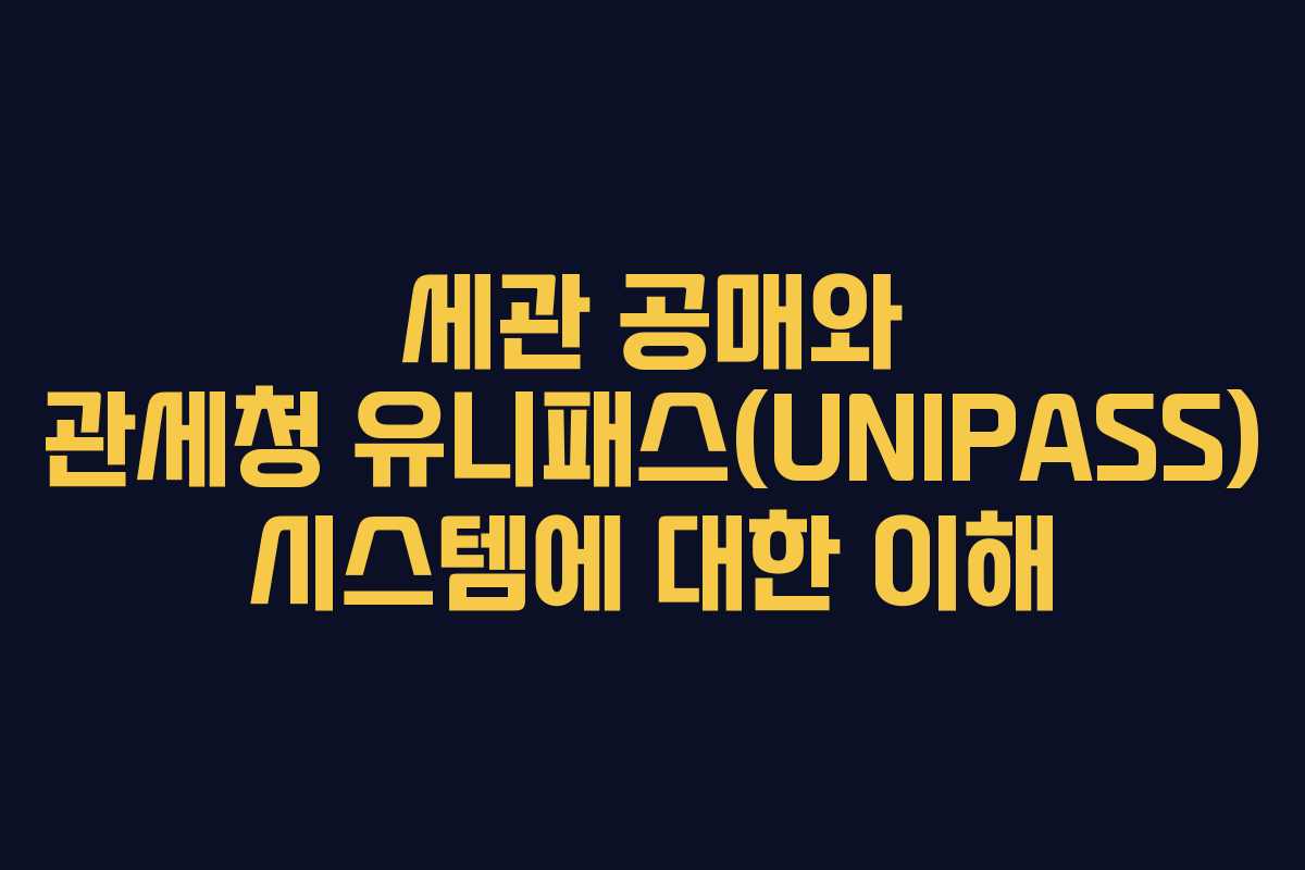 세관 공매와 관세청 유니패스(UNIPASS) 시스템에 대한 이해
