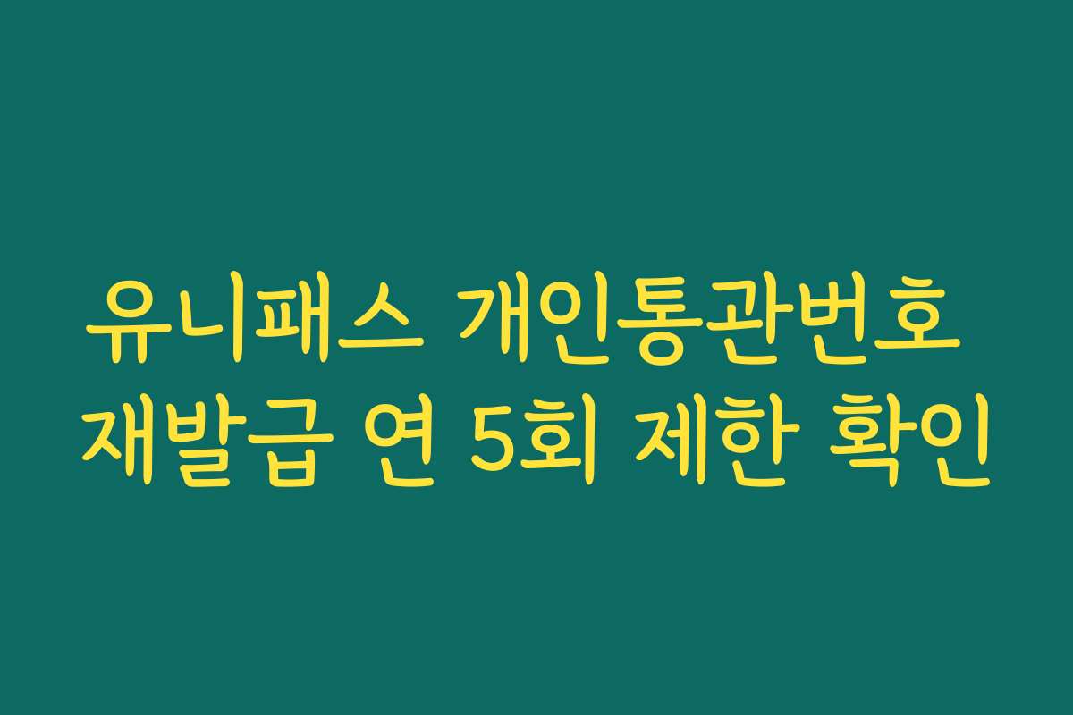 유니패스 개인통관번호 재발급 연 5회 제한 확인