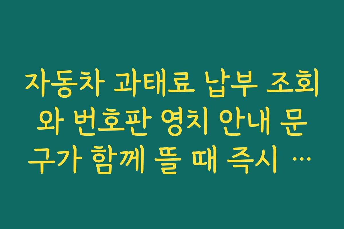 자동차 과태료 납부 조회와 번호판 영치 안내 문구가 함께 뜰 때 즉시 해야 할 일