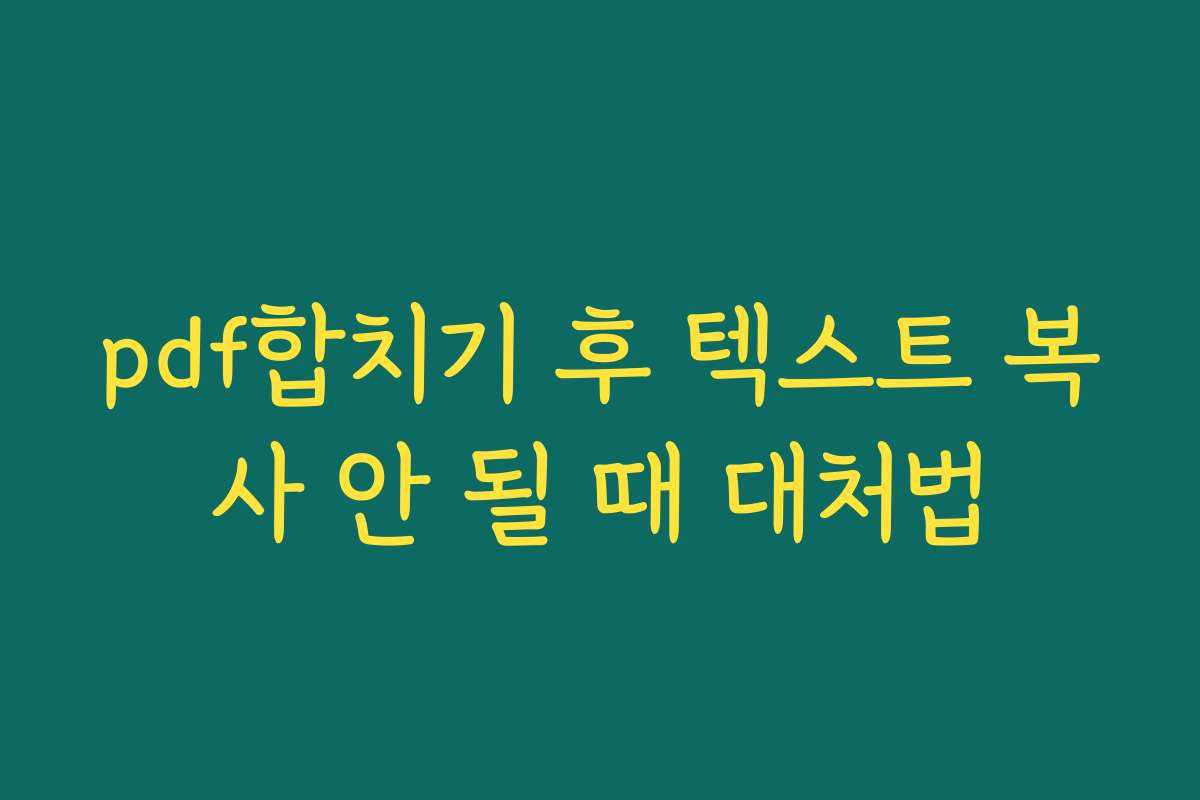 pdf합치기 후 텍스트 복사 안 될 때 대처법