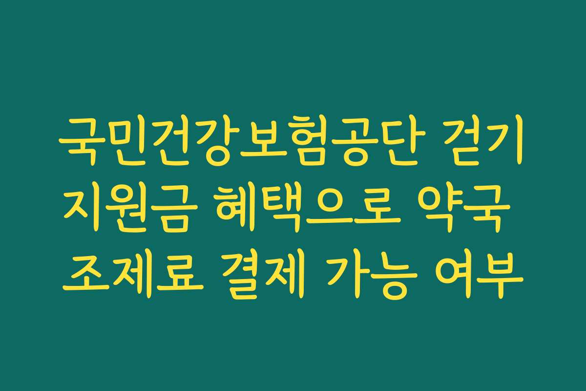 국민건강보험공단 걷기지원금 혜택으로 약국 조제료 결제 가능 여부