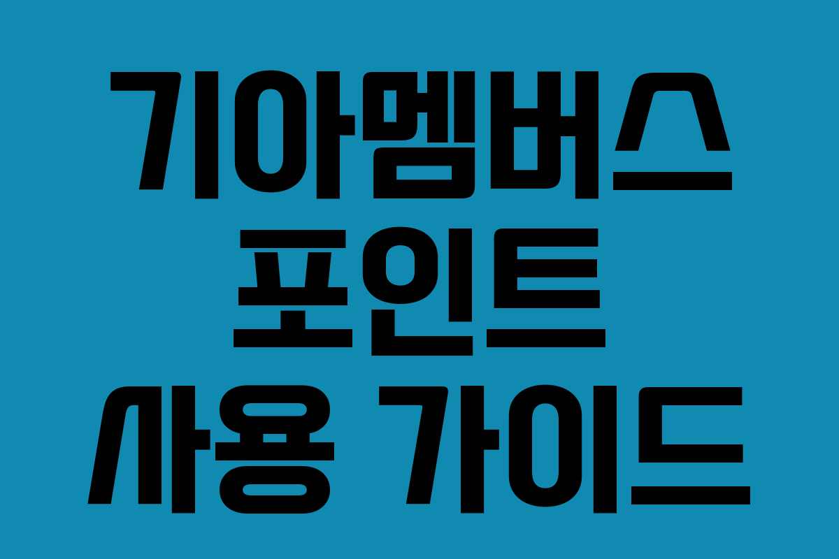 기아멤버스 포인트 사용 가이드