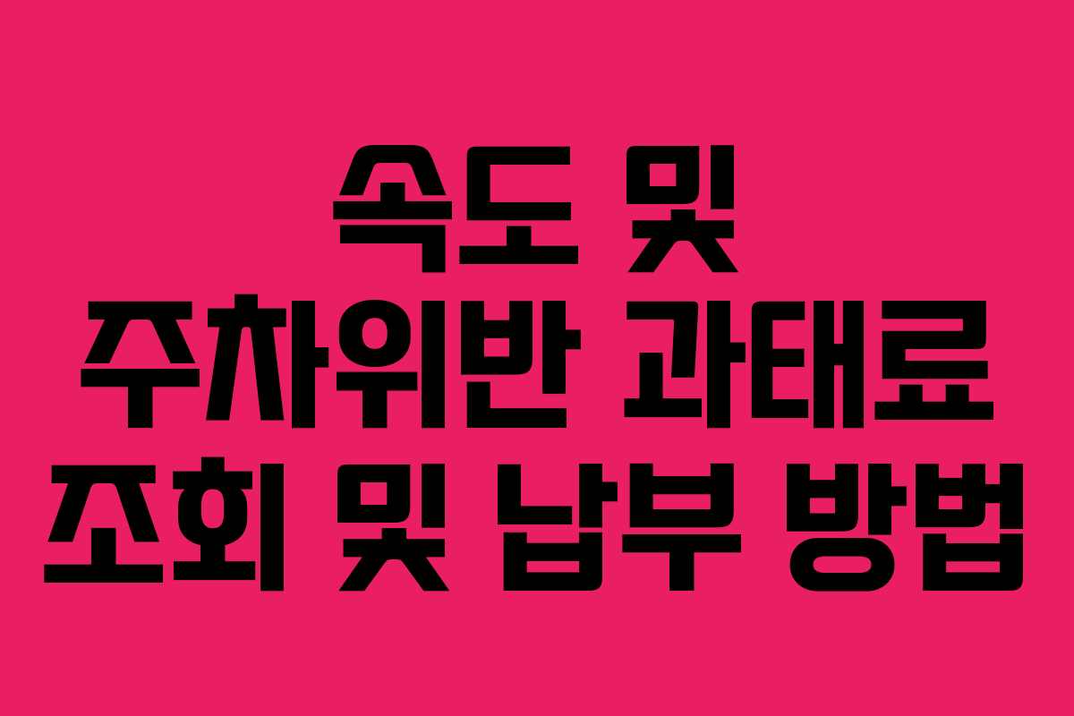 속도 및 주차위반 과태료 조회 및 납부 방법