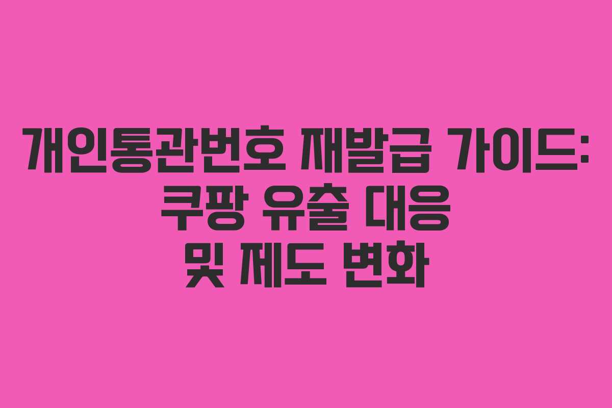 개인통관번호 재발급 가이드: 쿠팡 유출 대응 및 제도 변화