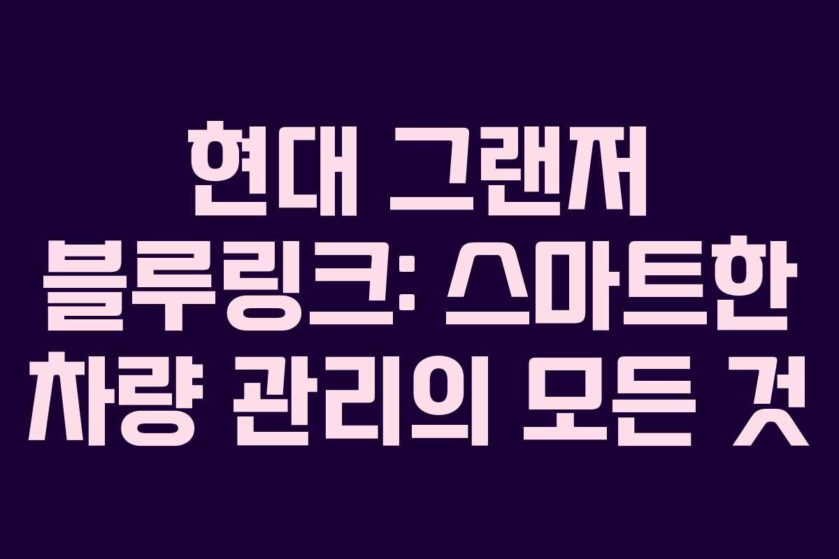 현대 그랜저 블루링크: 스마트한 차량 관리의 모든 것