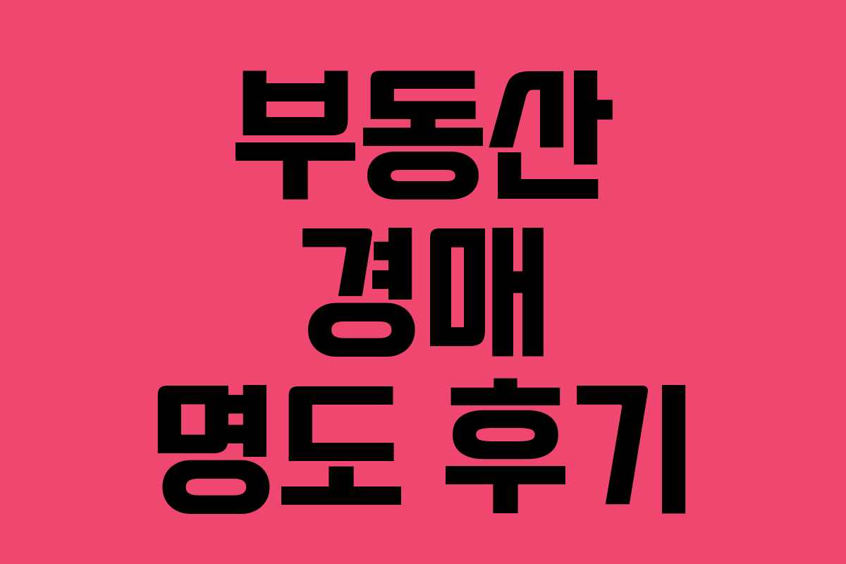 부동산 경매 명도 후기