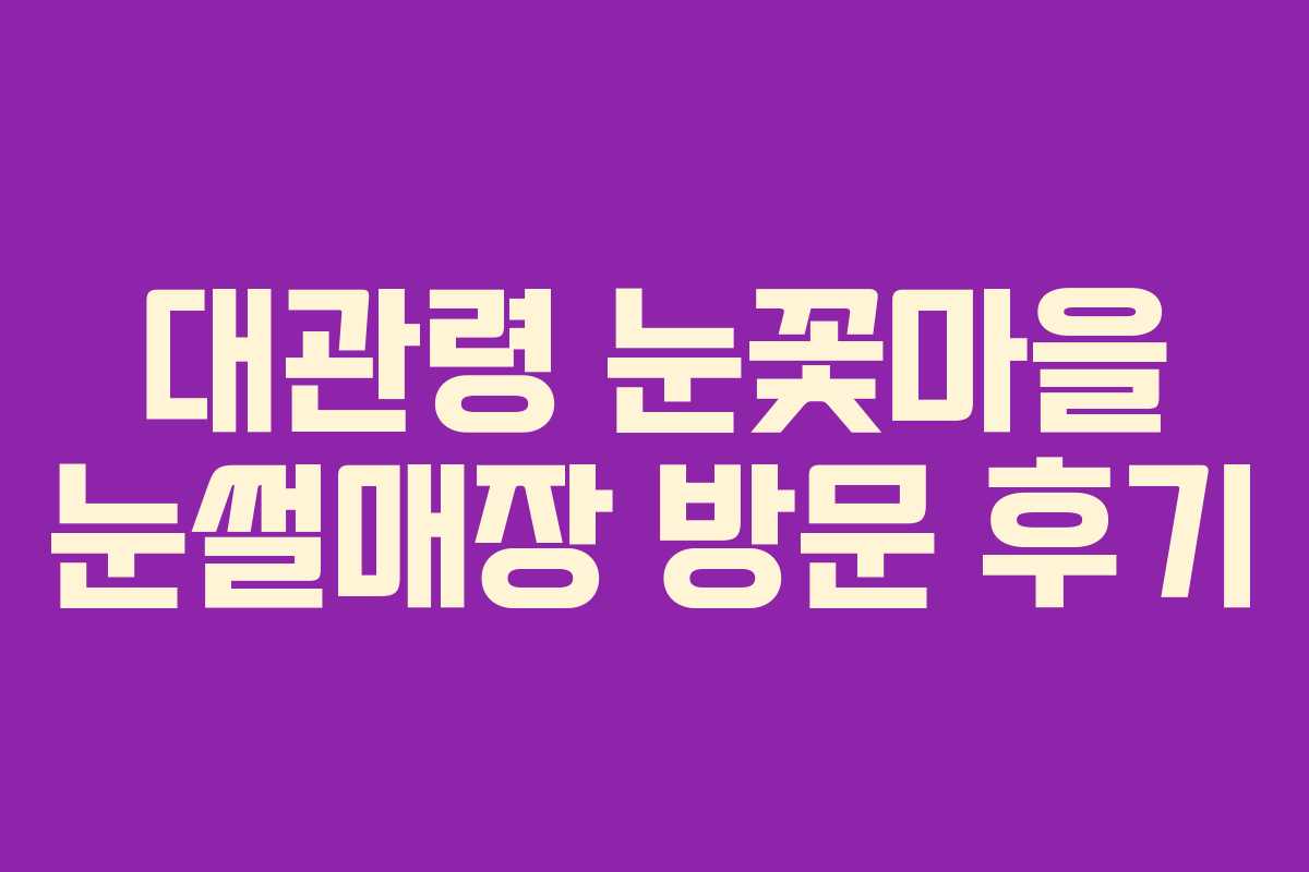 대관령 눈꽃마을 눈썰매장 방문 후기