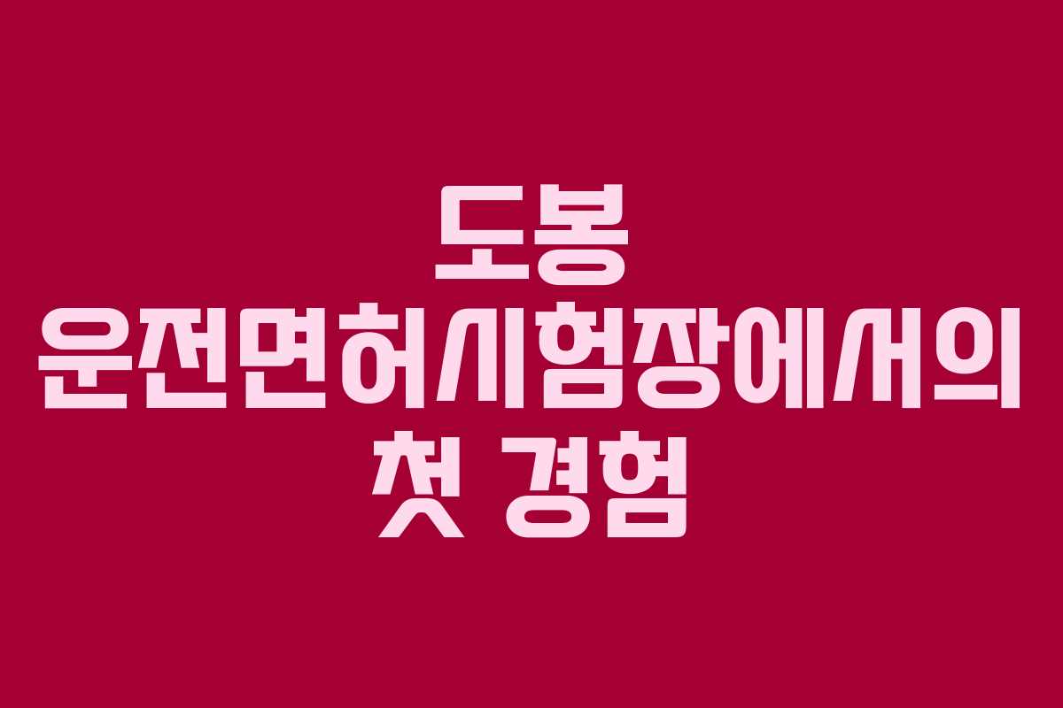 도봉 운전면허시험장에서의 첫 경험