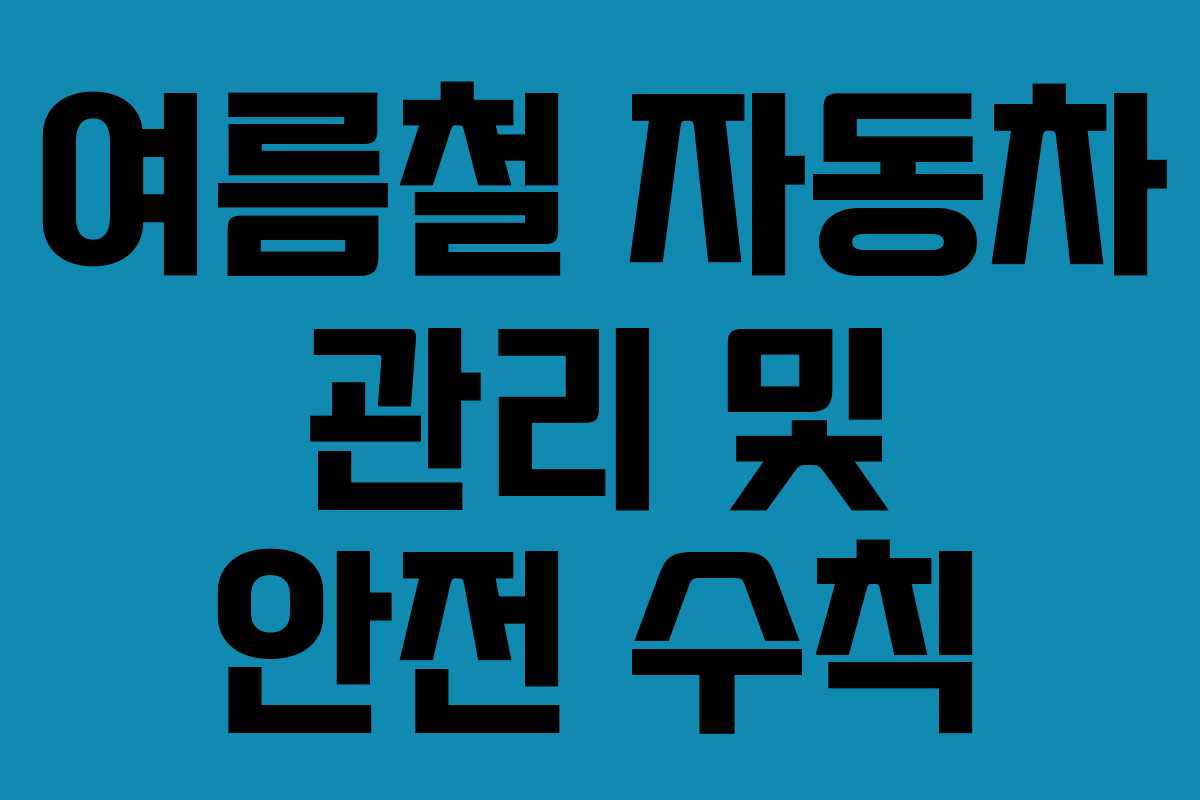 여름철 자동차 관리 및 안전 수칙