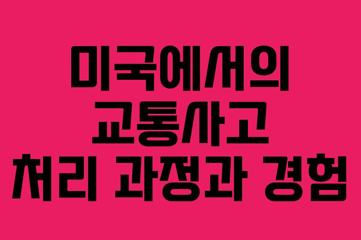 미국에서의 교통사고 처리 과정과 경험