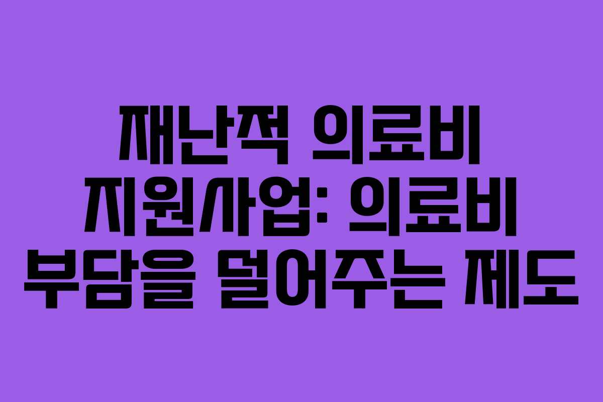 재난적 의료비 지원사업: 의료비 부담을 덜어주는 제도