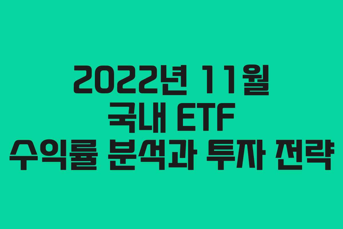 2022년 11월 국내 ETF 수익률 분석과 투자 전략