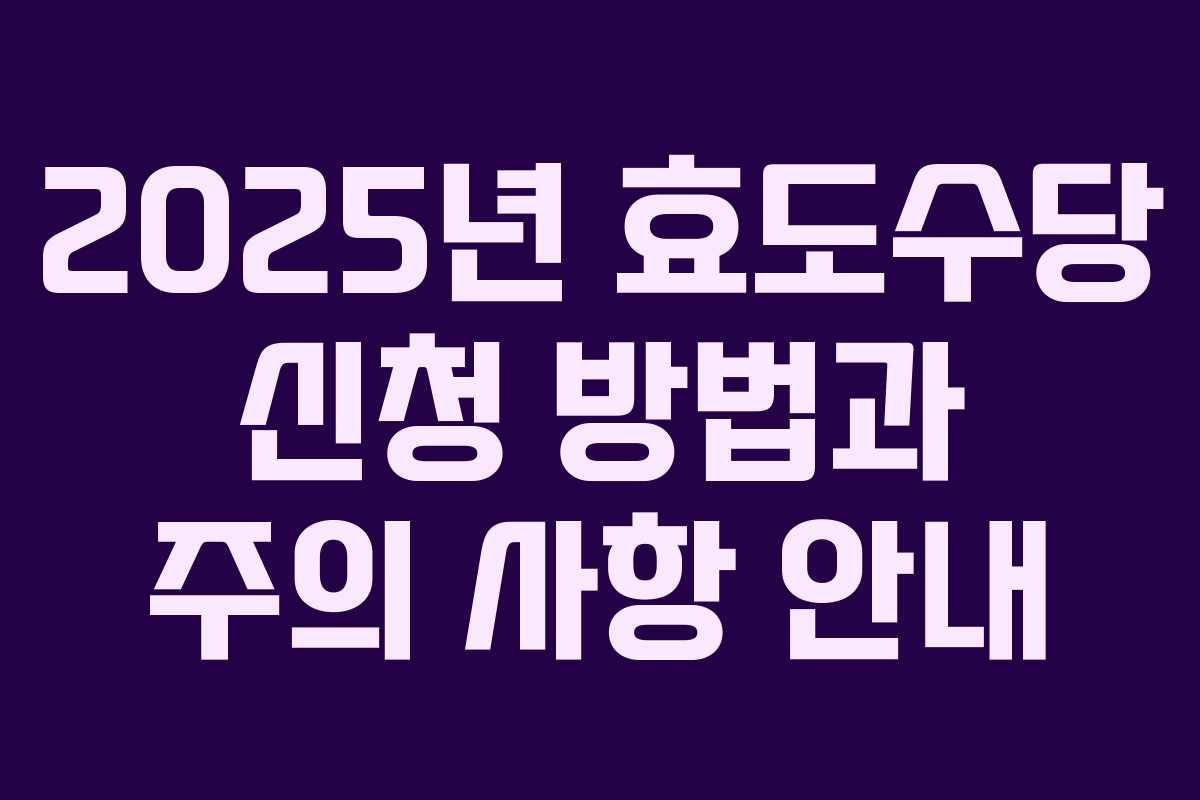 2025년 효도수당 신청 방법과 주의 사항 안내