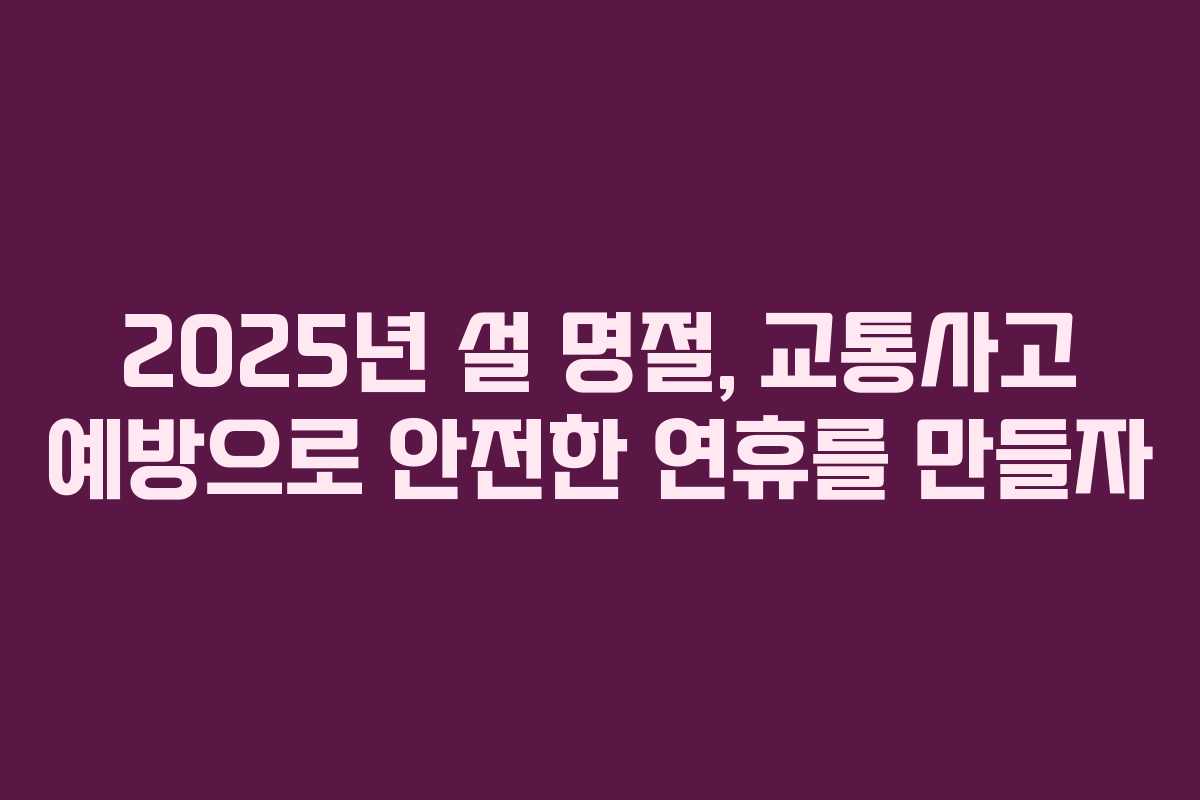 2025년 설 명절, 교통사고 예방으로 안전한 연휴를 만들자