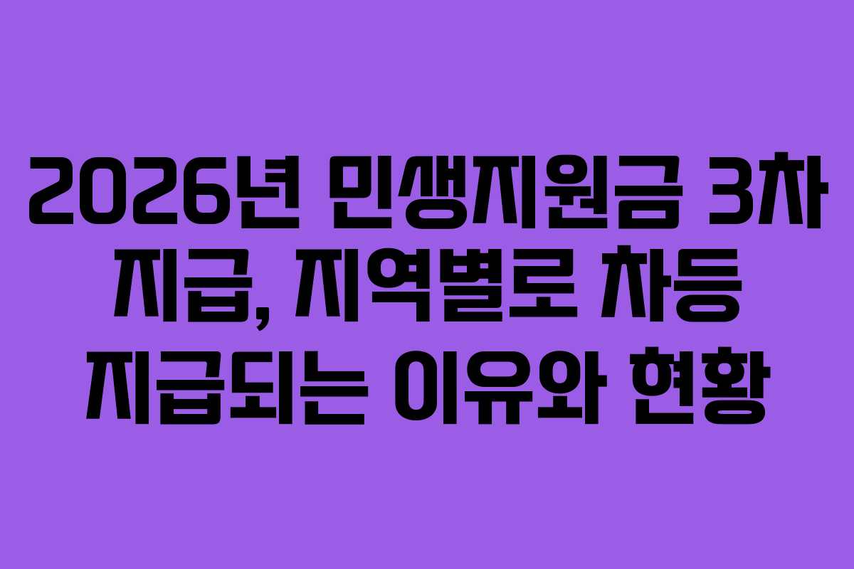 2026년 민생지원금 3차 지급, 지역별로 차등 지급되는 이유와 현황