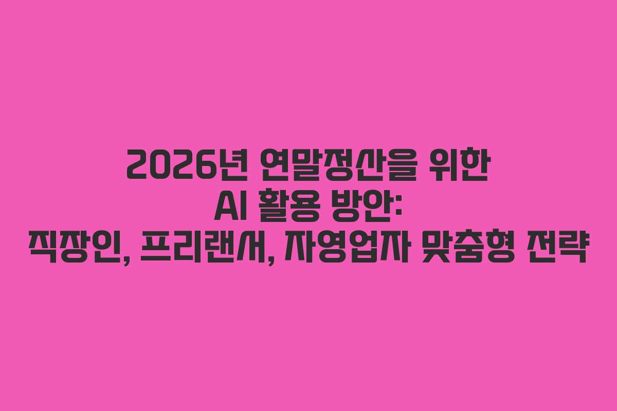 2026년 연말정산을 위한 AI 활용 방안: 직장인, 프리랜서, 자영업자 맞춤형 전략