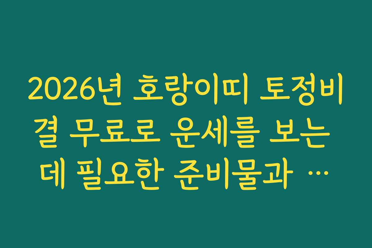 2026년 호랑이띠 토정비결 무료로 운세를 보는 데 필요한 준비물과 체크리스트