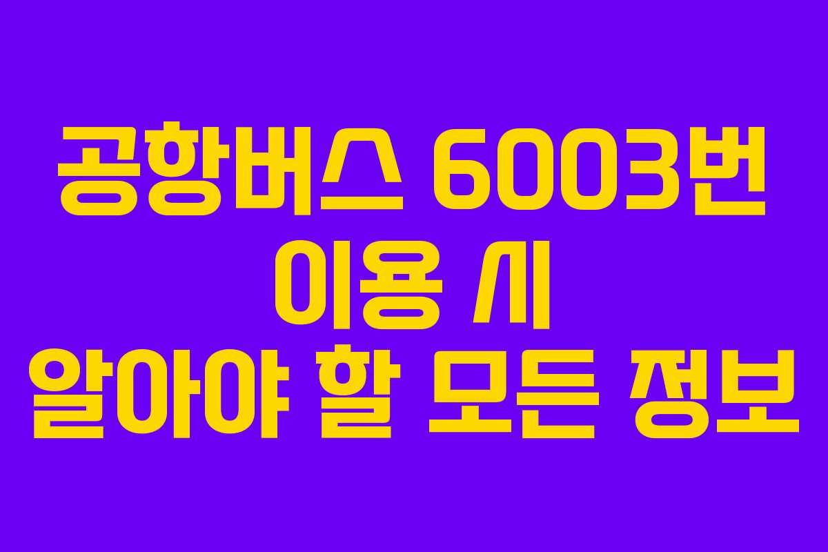 공항버스 6003번 이용 시 알아야 할 모든 정보