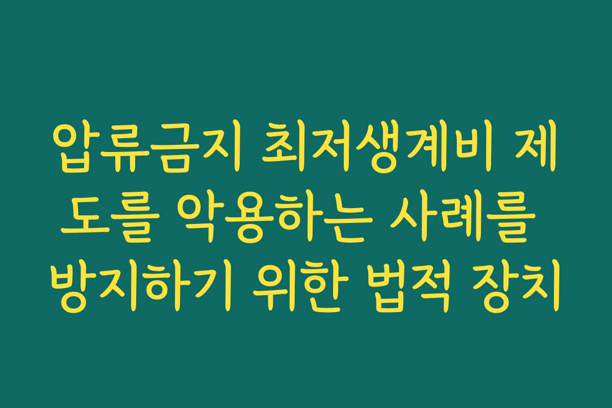 압류금지 최저생계비 제도를 악용하는 사례를 방지하기 위한 법적 장치