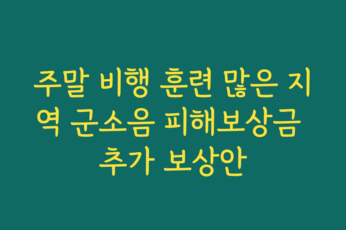 주말 비행 훈련 많은 지역 군소음 피해보상금 추가 보상안