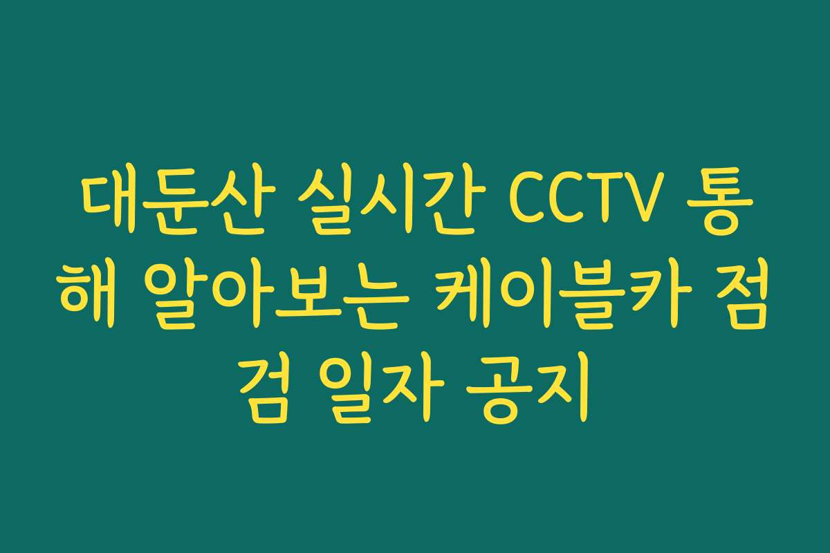 대둔산 실시간 CCTV 통해 알아보는 케이블카 점검 일자 공지