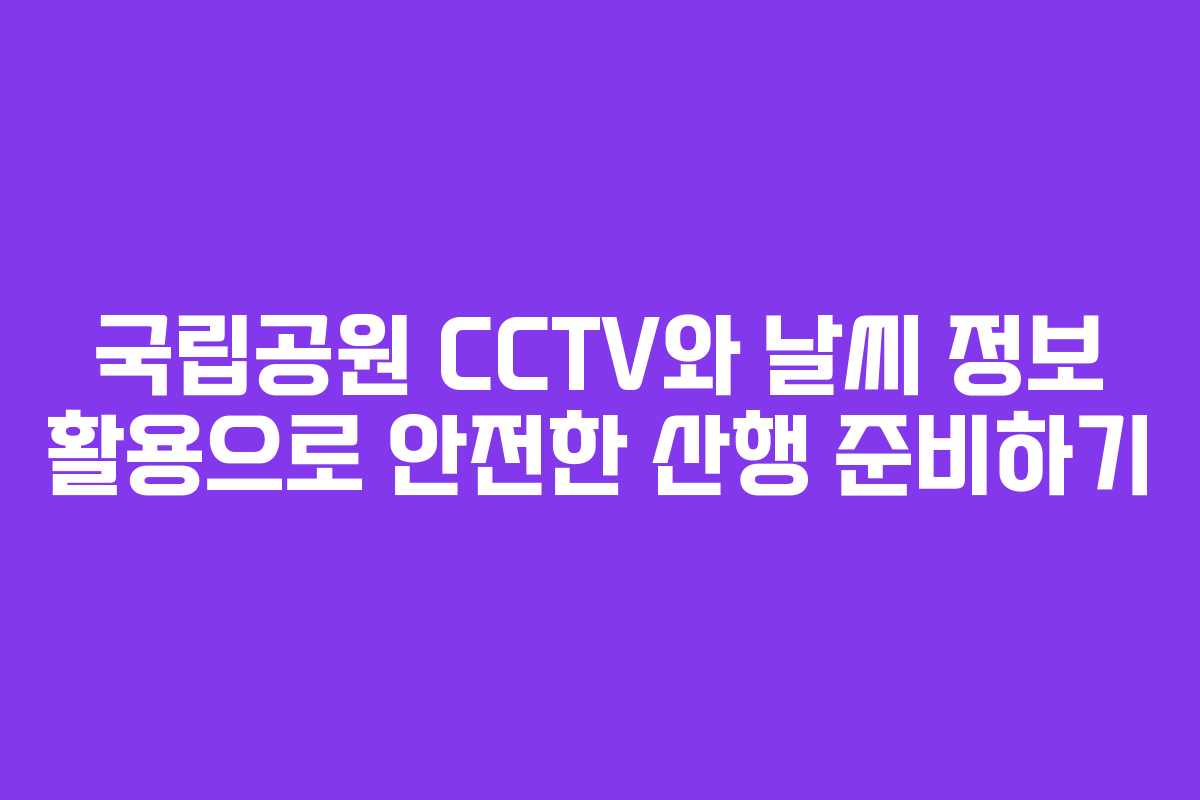 국립공원 CCTV와 날씨 정보 활용으로 안전한 산행 준비하기