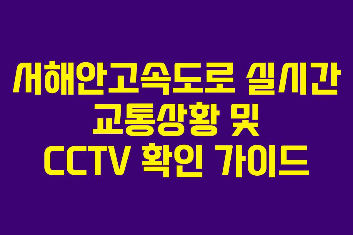 서해안고속도로 실시간 교통상황 및 CCTV 확인 가이드