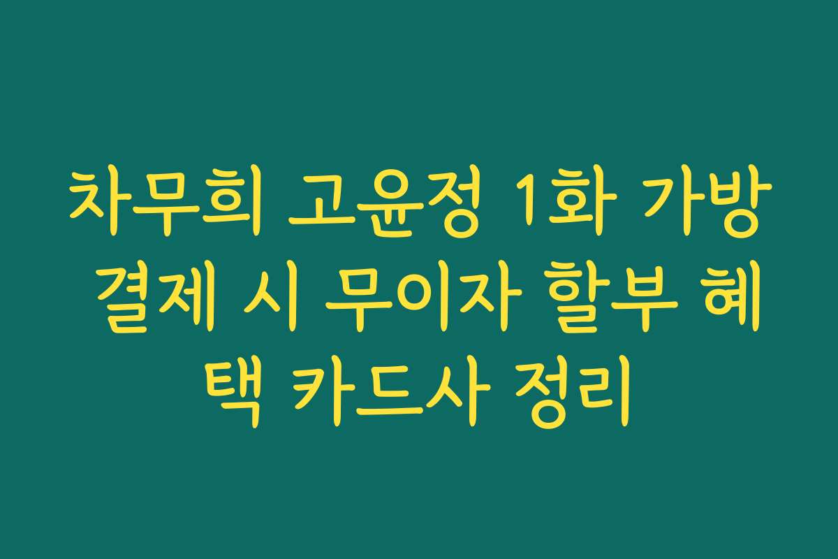 차무희 고윤정 1화 가방 결제 시 무이자 할부 혜택 카드사 정리