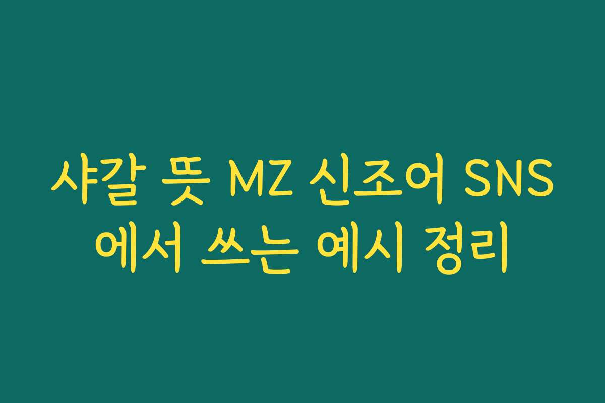 샤갈 뜻 MZ 신조어 SNS에서 쓰는 예시 정리