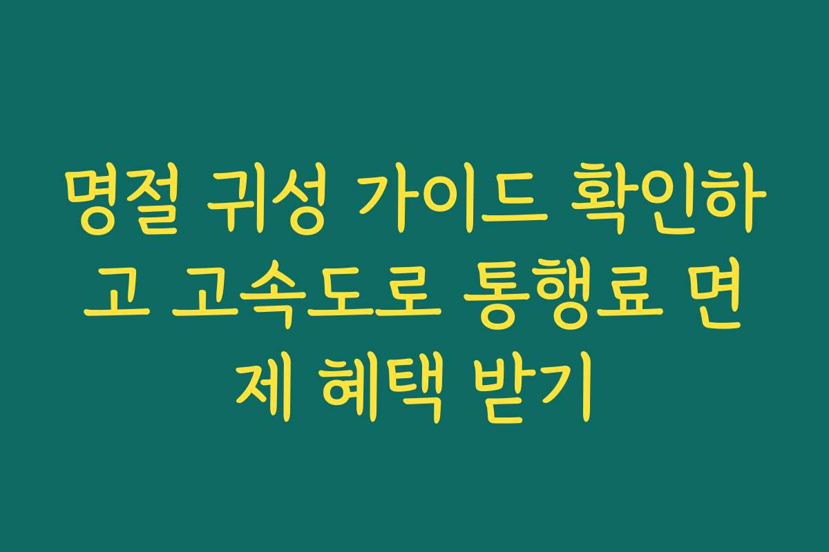 명절 귀성 가이드 확인하고 고속도로 통행료 면제 혜택 받기