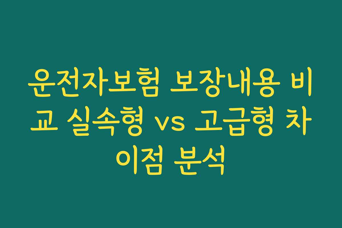 운전자보험 보장내용 비교 실속형 vs 고급형 차이점 분석
