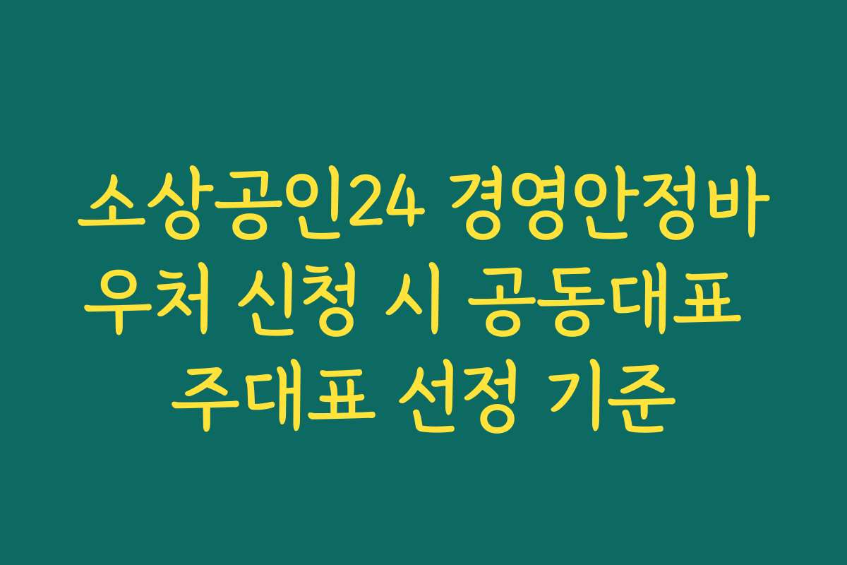 소상공인24 경영안정바우처 신청 시 공동대표 주대표 선정 기준