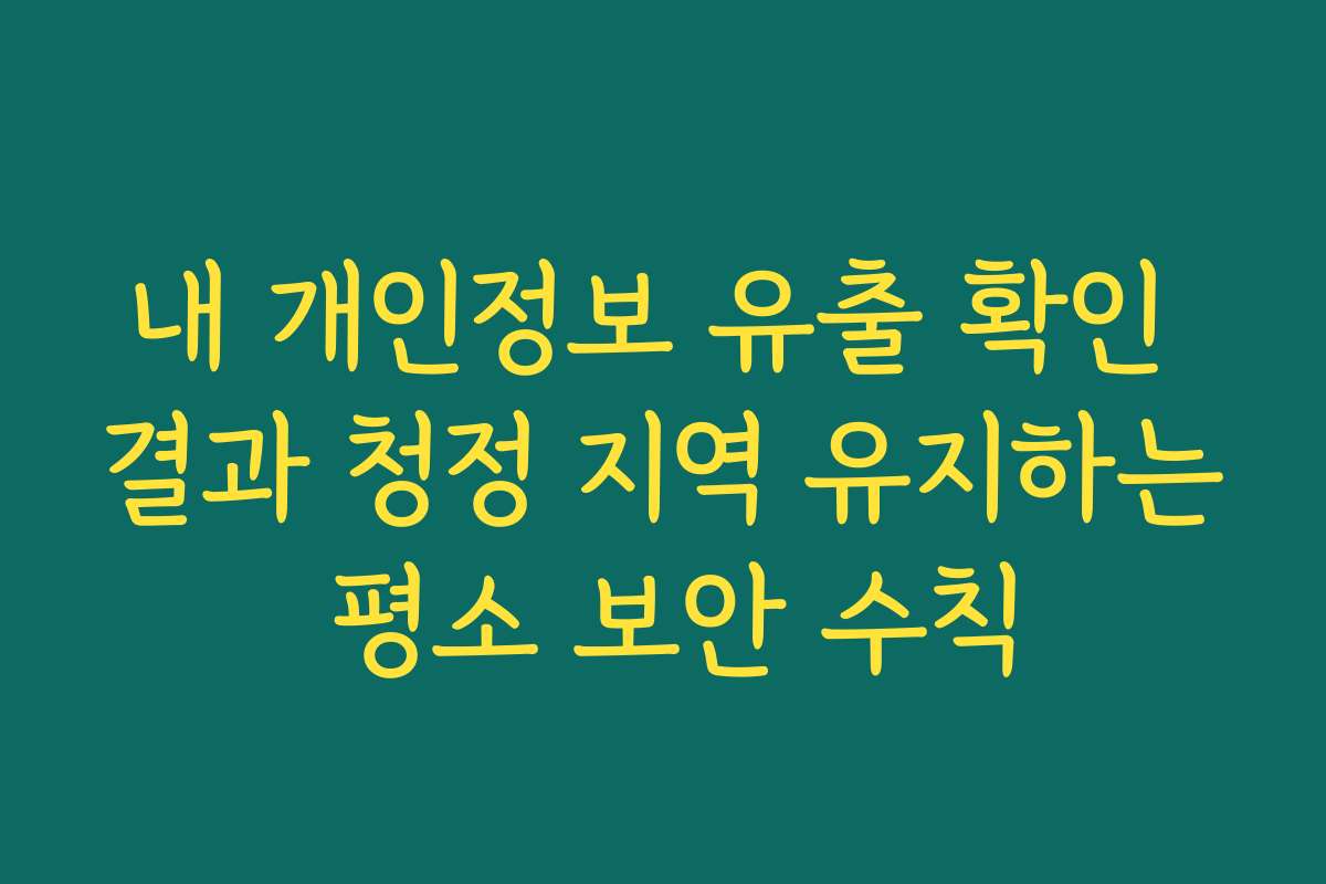 내 개인정보 유출 확인 결과 청정 지역 유지하는 평소 보안 수칙