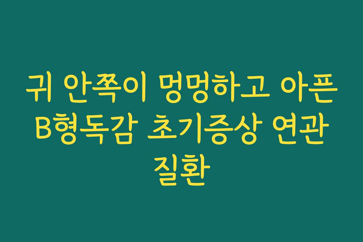 귀 안쪽이 멍멍하고 아픈 B형독감 초기증상 연관 질환