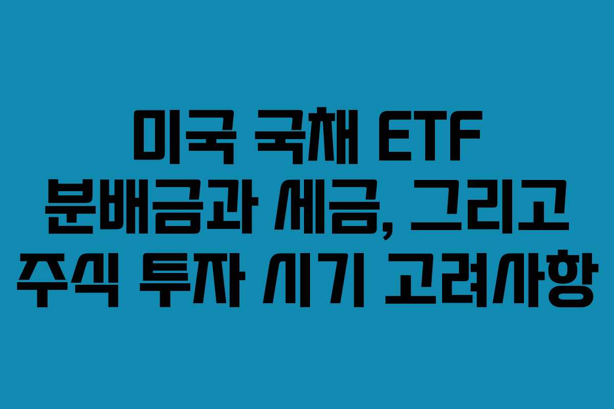 미국 국채 ETF 분배금과 세금, 그리고 주식 투자 시기 고려사항