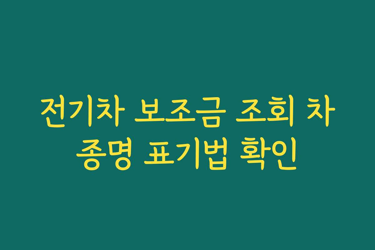 전기차 보조금 조회 차종명 표기법 확인