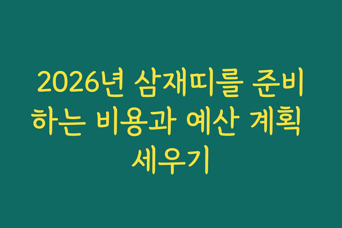 2026년 삼재띠를 준비하는 비용과 예산 계획 세우기