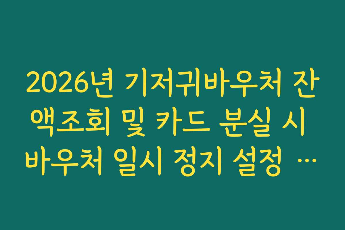 2026년 기저귀바우처 잔액조회 및 카드 분실 시 바우처 일시 정지 설정 가이드