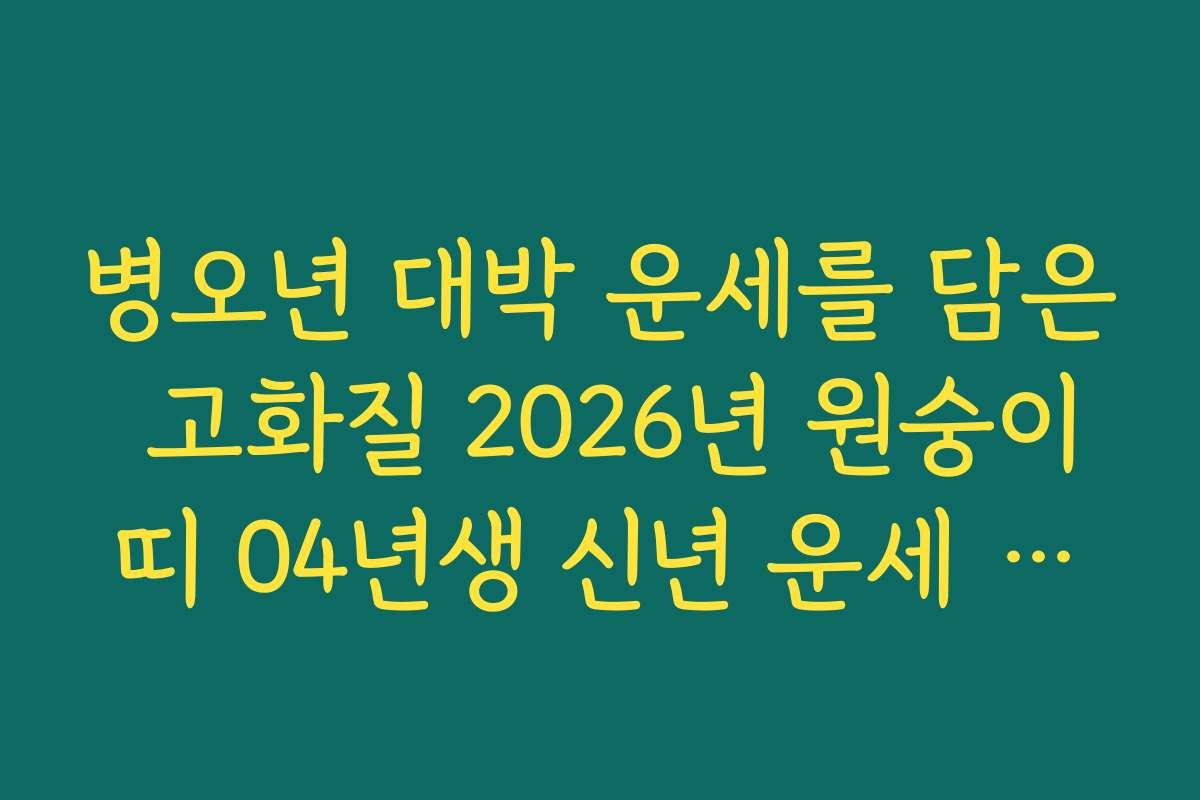 병오년 대박 운세를 담은 고화질 2026년 원숭이띠 04년생 신년 운세 리포트